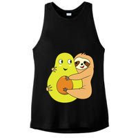 Cute Lazy Sloth Animal Avocado Lover Hugging Ladies PosiCharge Tri-Blend Wicking Tank