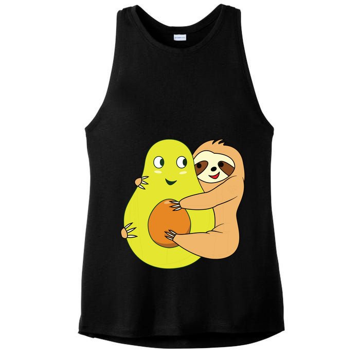 Cute Lazy Sloth Animal Avocado Lover Hugging Ladies PosiCharge Tri-Blend Wicking Tank