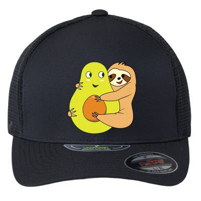 Cute Lazy Sloth Animal Avocado Lover Hugging Flexfit Unipanel Trucker Cap