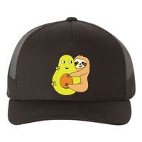 Cute Lazy Sloth Animal Avocado Lover Hugging Yupoong Adult 5-Panel Trucker Hat