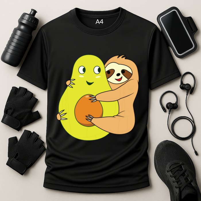 Cute Lazy Sloth Animal Avocado Lover Hugging Performance Shirt