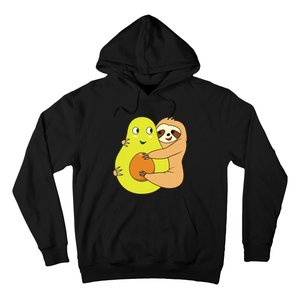 Cute Lazy Sloth Animal Avocado Lover Hugging Hoodie