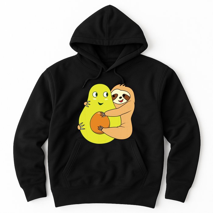 Cute Lazy Sloth Animal Avocado Lover Hugging Hoodie