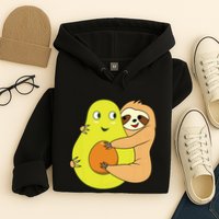 Cute Lazy Sloth Animal Avocado Lover Hugging Hoodie