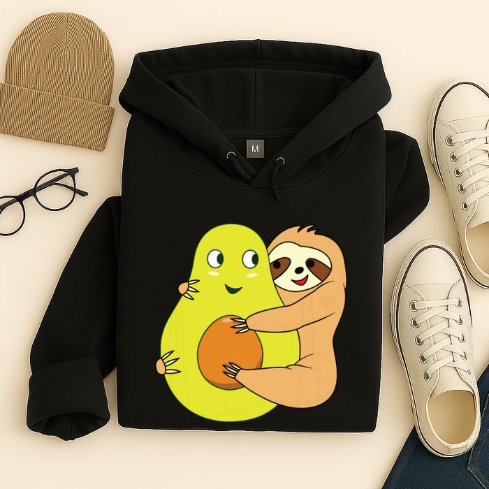 Cute Lazy Sloth Animal Avocado Lover Hugging Hoodie
