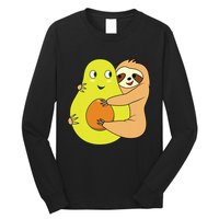 Cute Lazy Sloth Animal Avocado Lover Hugging Long Sleeve Shirt