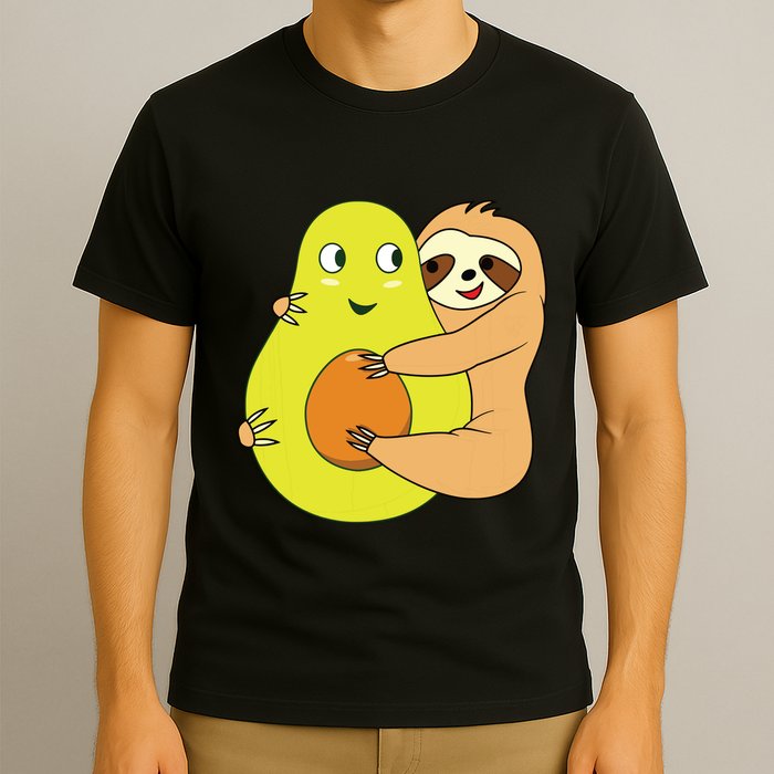 Cute Lazy Sloth Animal Avocado Lover Hugging T-Shirt