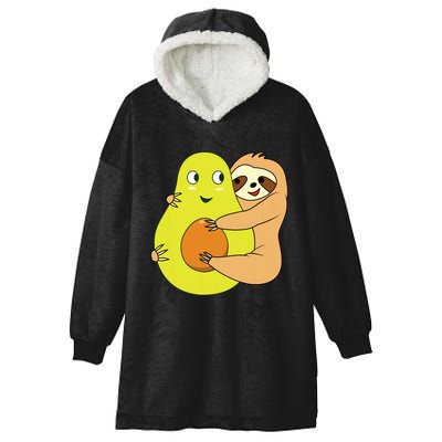 Cute Lazy Sloth Animal Avocado Lover Hugging Hooded Wearable Blanket