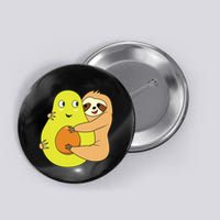 Cute Lazy Sloth Animal Avocado Lover Hugging Button