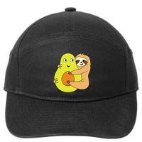 Cute Lazy Sloth Animal Avocado Lover Hugging 7-Panel Snapback Hat