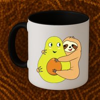 Cute Lazy Sloth Animal Avocado Lover Hugging Mug