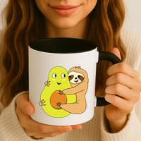 Cute Lazy Sloth Animal Avocado Lover Hugging Mug