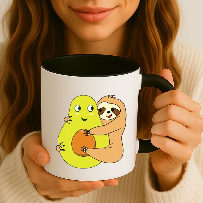 Cute Lazy Sloth Animal Avocado Lover Hugging Mug