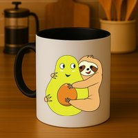 Cute Lazy Sloth Animal Avocado Lover Hugging Mug
