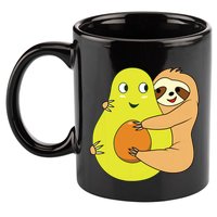 Cute Lazy Sloth Animal Avocado Lover Hugging 11oz C Handle Ceramic Mug