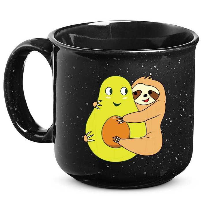 Cute Lazy Sloth Animal Avocado Lover Hugging 15oz Campfire Ceramic Mug