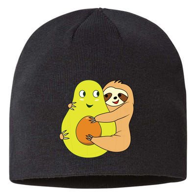 Cute Lazy Sloth Animal Avocado Lover Hugging Sustainable Beanie