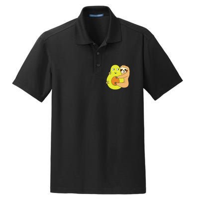 Cute Lazy Sloth Animal Avocado Lover Hugging Dry Zone Grid Polo
