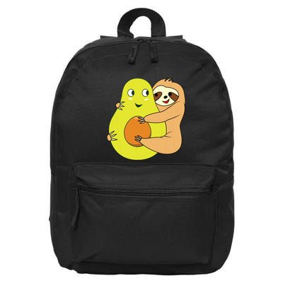 Cute Lazy Sloth Animal Avocado Lover Hugging 16 in Basic Backpack