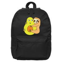 Cute Lazy Sloth Animal Avocado Lover Hugging 16 in Basic Backpack