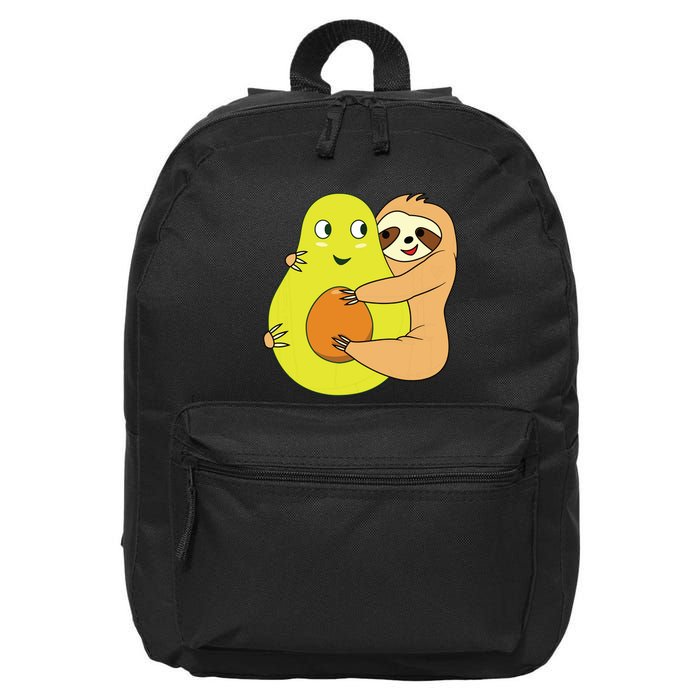 Cute Lazy Sloth Animal Avocado Lover Hugging 16 in Basic Backpack