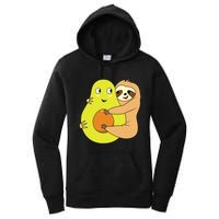 Cute Lazy Sloth Animal Avocado Lover Hugging Women's Pullover Hoodie