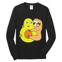 Cute Lazy Sloth Animal Avocado Lover Hugging Tall Long Sleeve T-Shirt