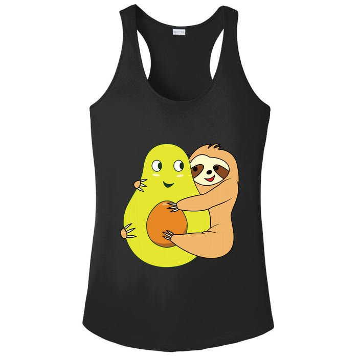 Cute Lazy Sloth Animal Avocado Lover Hugging Ladies PosiCharge Competitor Racerback Tank