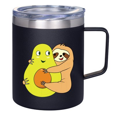 Cute Lazy Sloth Animal Avocado Lover Hugging 12oz Stainless Steel Coffee Mug