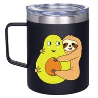 Cute Lazy Sloth Animal Avocado Lover Hugging 12oz Stainless Steel Coffee Mug