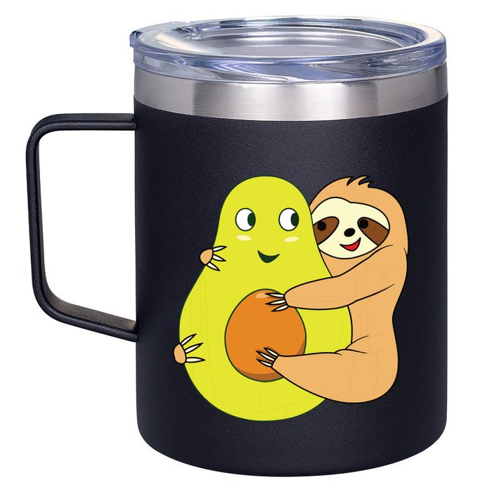 Cute Lazy Sloth Animal Avocado Lover Hugging 12oz Stainless Steel Coffee Mug