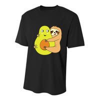 Cute Lazy Sloth Animal Avocado Lover Hugging Youth Performance Sprint T-Shirt