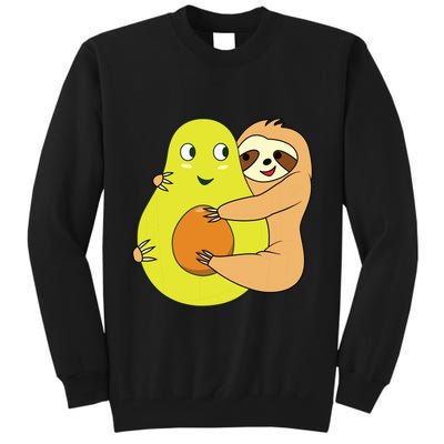 Cute Lazy Sloth Animal Avocado Lover Hugging Tall Sweatshirt
