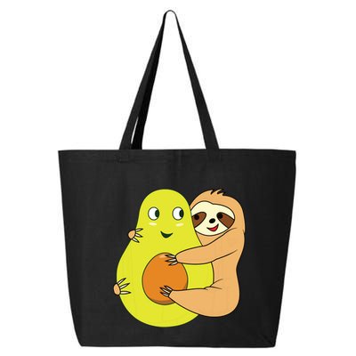 Cute Lazy Sloth Animal Avocado Lover Hugging 25L Jumbo Tote
