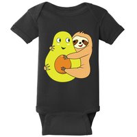 Cute Lazy Sloth Animal Avocado Lover Hugging Baby Bodysuit