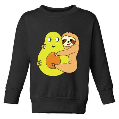 Cute Lazy Sloth Animal Avocado Lover Hugging Toddler Sweatshirt