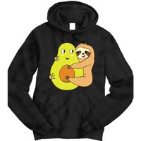 Cute Lazy Sloth Animal Avocado Lover Hugging Tie Dye Hoodie