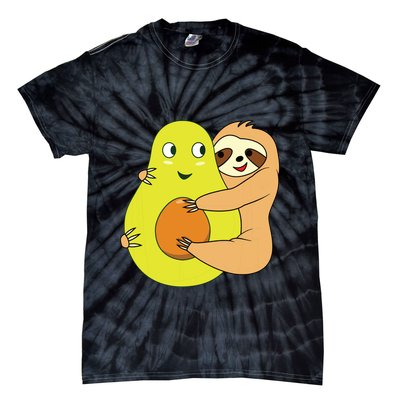 Cute Lazy Sloth Animal Avocado Lover Hugging Tie-Dye T-Shirt