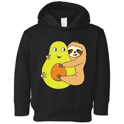 Cute Lazy Sloth Animal Avocado Lover Hugging Toddler Hoodie
