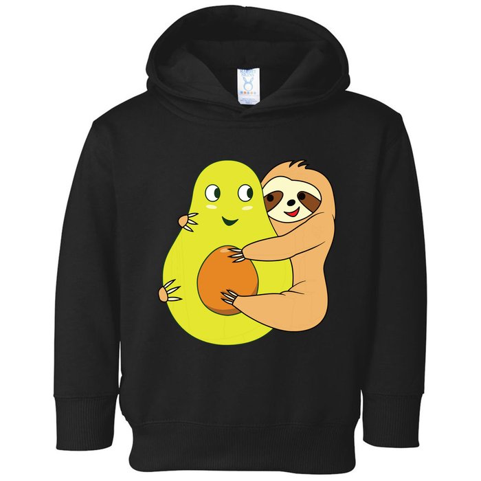 Cute Lazy Sloth Animal Avocado Lover Hugging Toddler Hoodie