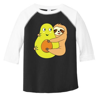 Cute Lazy Sloth Animal Avocado Lover Hugging Toddler Fine Jersey T-Shirt