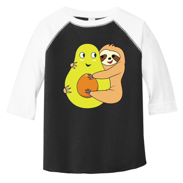 Cute Lazy Sloth Animal Avocado Lover Hugging Toddler Fine Jersey T-Shirt