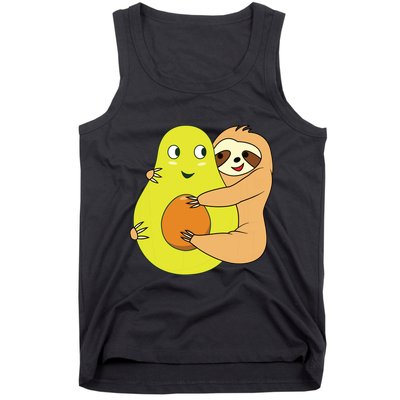 Cute Lazy Sloth Animal Avocado Lover Hugging Tank Top