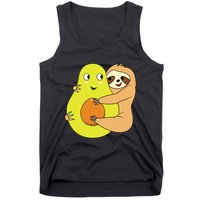 Cute Lazy Sloth Animal Avocado Lover Hugging Tank Top