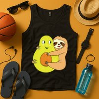 Cute Lazy Sloth Animal Avocado Lover Hugging Tank Top