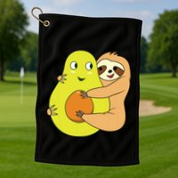 Cute Lazy Sloth Animal Avocado Lover Hugging Golf Towel