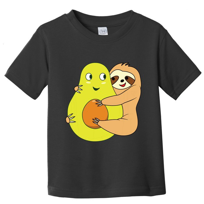 Cute Lazy Sloth Animal Avocado Lover Hugging Toddler T-Shirt