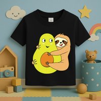 Cute Lazy Sloth Animal Avocado Lover Hugging Toddler T-Shirt
