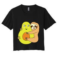 Cute Lazy Sloth Animal Avocado Lover Hugging Crop Top
