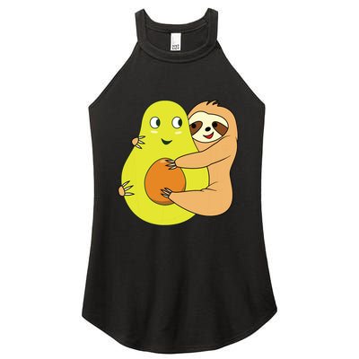 Cute Lazy Sloth Animal Avocado Lover Hugging Women's Perfect Tri Rocker Tank